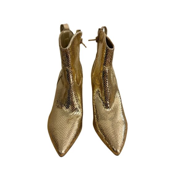 🟢Brand New Guess WGWirla Metallic Gold Closed Pointed Side Zip Ankle Boots 7 - Picture 4 of 12